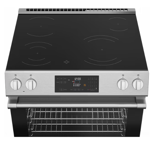 Beko Self Cleaning Slide-In Range with Telescopic Roller Racks and Faster Preheat Time SLER30423SS - Scratch & Dent (Moderate)