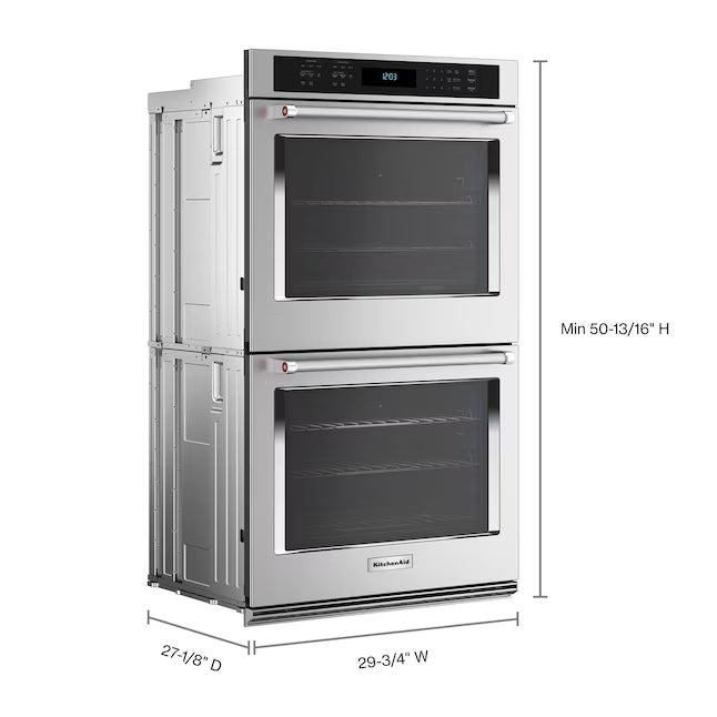 KitchenAid 30 inch Double Electric Wall Oven with Air Fry Self-cleaning in Stainless Steel KOED530PSS - Scratch & Dent (Minor)