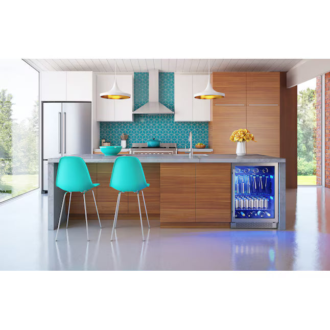 Zephyr Brisas 24-in W 112 -Can Capacity Stainless Steel + Glass Built-in/Freestanding Indoor Beverage Refrigerator with Glass Door BBV24C01AG - Scratch & Dent (Minor)