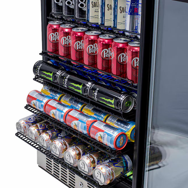 NewAir 23.5-in W 177 -Can Capacity Stainless Steel Built-in/Freestanding Indoor Beverage Refrigerator with Glass Door 251318SD1368 - ABR-1770 - Scratch & Dent (Minor)