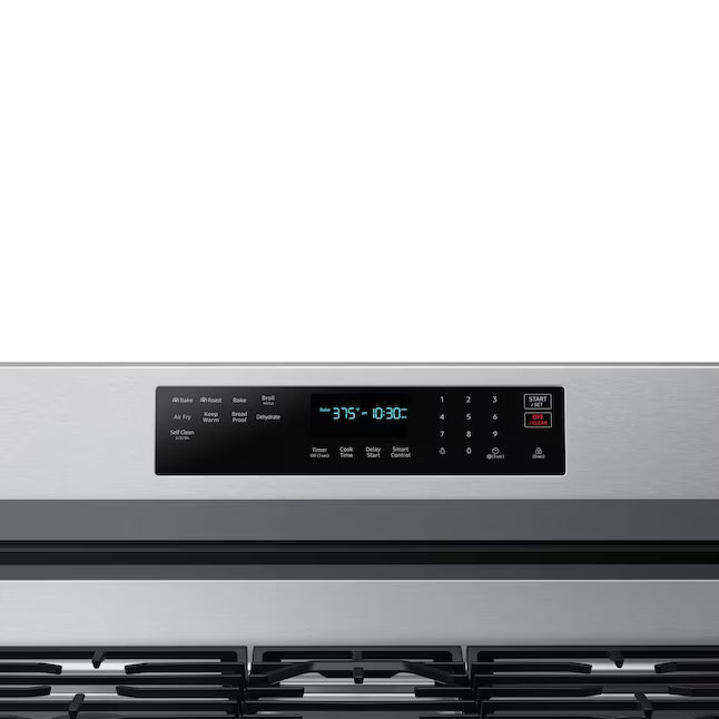 Samsung 5-Burner Freestanding Smart Gas Range in Stainless Steel with No Preheat AirFry and Wi-Fi Enabled Convection 31131SD2 - NX60A6711SS - Scratch & Dent (Minor)