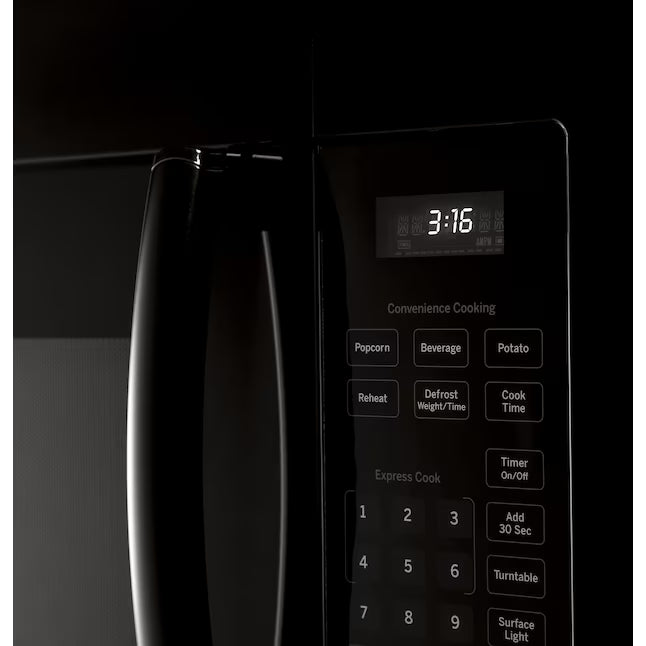 GE Over-The-Range 1.6 Cu. Ft. Microwave Oven with Turntable On/Off and Auto/Time Defrost JVM3160DFBB - New in Box
