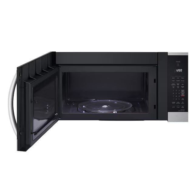 LG PrintProof Stainless Steel LG 1.8 cu. ft. Over The Range Microwave with Scan-to-Cook 17SD226 - MVEM1825F - Open Box