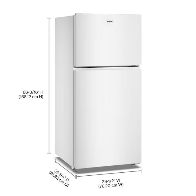 Whirlpool 19.3 Cu. Ft. Freestanding Top-Freezer Garage Ready Refrigerator in White 22133SD215 - WRTX5419SW - Scratch & Dent (Minor)