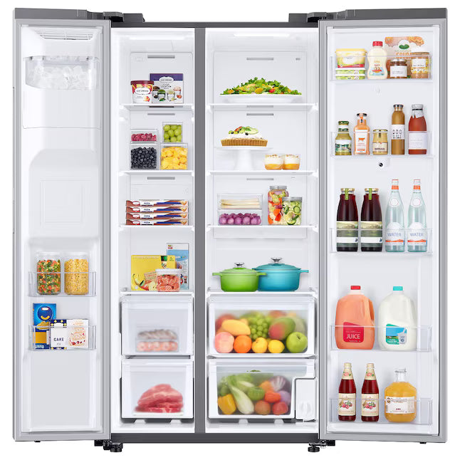 Samsung 26.7 cu. ft. Standard Depth Smart Side by Side Refrigerator in Stainless Steel with Family Hub 310104CR12822 - RS27T5561SR - Scratch & Dent (Minor)