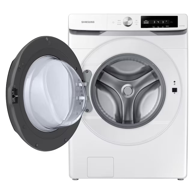 Samsung 4.5 Cu. Ft. High-Efficiency Smart Front Load Washer with AI Smart Dial WF45A6400AW - Scratch & Dent (Moderate) and Samsung 7.5 cu. ft. Vented Smart Stackable Electric Dryer with Super Speed Dry 16252 - DVE45A6400W - Scratch & Dent (Moderate)