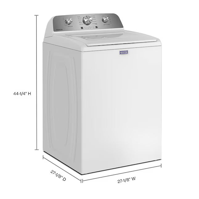 Maytag 4.2 Cu. Ft. Capacity Top Load Washer in White MTW4205SW - Open Box and MayTag 7.0 cu. ft. Top Load Electric Wrinkle Prevent Dryer MED4500MW - Scratch & Dent (Minor)