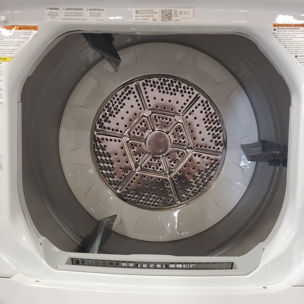Pictures of GE Unitized Spacemaker® 3.8 cu. ft. Capacity Washer with Stainless Steel Basket and 5.9 cu. ft. Capacity Electric Dryer GUD27ESSMWW - Open Box - Neu Appliance Outlet - Discount Appliance Outlet in Austin, Tx