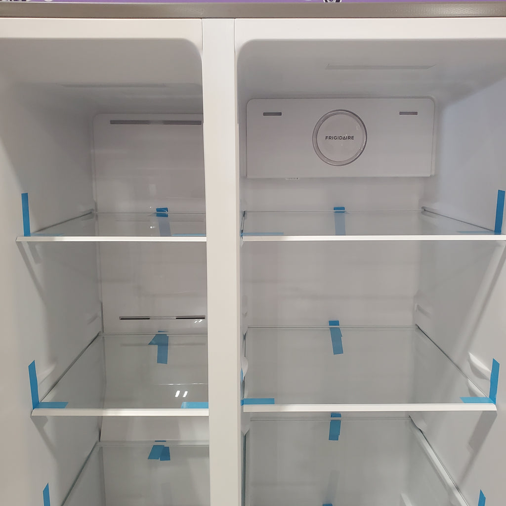 Pictures of Frigidaire 21 Cu. Ft. Counter-Depth Side-by-Side Refrigerator in Fingerprint-Resistant Stainless Steel - 3SD395 - FRSG2115AV - Scratch & Dent (Major) - Neu Appliance Outlet - Discount Appliance Outlet in Austin, Tx