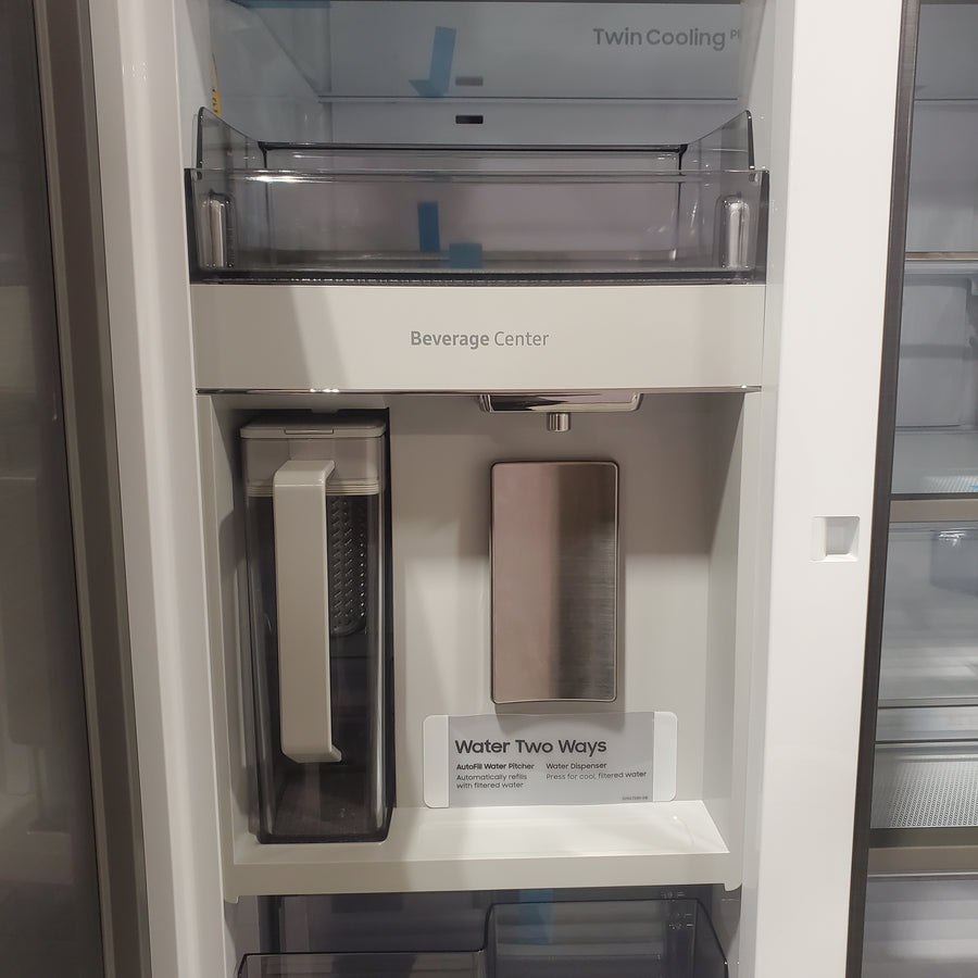 Samsung Bespoke 3-Door French Door Refrigerator (30 cu. ft.) with Beverage Center™ in Stainless Steel with Auto Fill Water Pitcher 251311SD1004 - RF30BB6600QL - Scratch & Dent (Major)