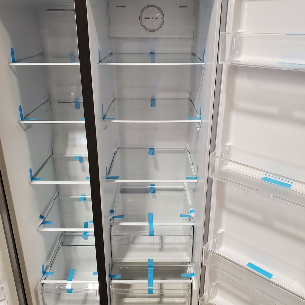 Pictures of Frigidaire 21 Cu. Ft. Counter-Depth Side-by-Side Refrigerator in Fingerprint-Resistant Stainless Steel - 3SD430 - FRSG2115AV - Scratch & Dent (Moderate) - Neu Appliance Outlet - Discount Appliance Outlet in Austin, Tx