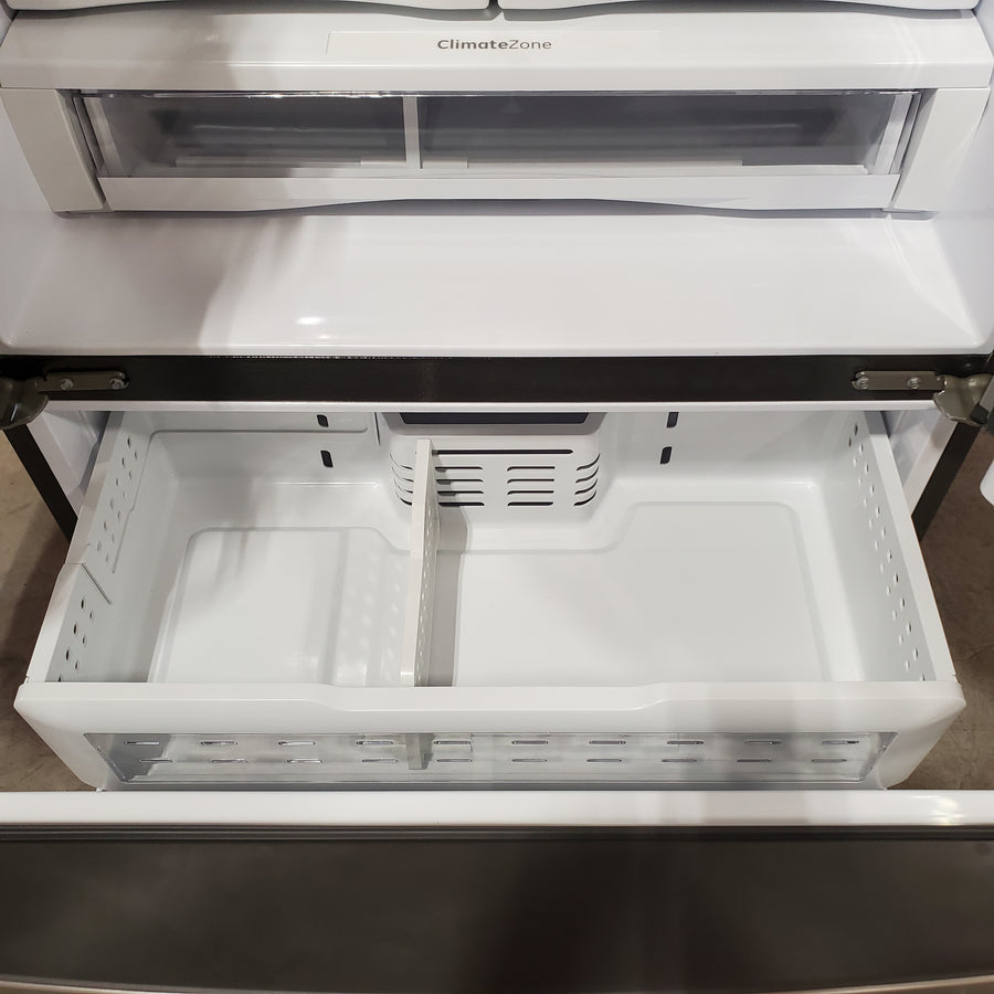 GE ENERGY STAR 22.1 Cu. Ft. Counter-Depth Fingerprint Resistant French-Door Refrigerator GYE22GYNFS - Scratch & Dent (Moderate)