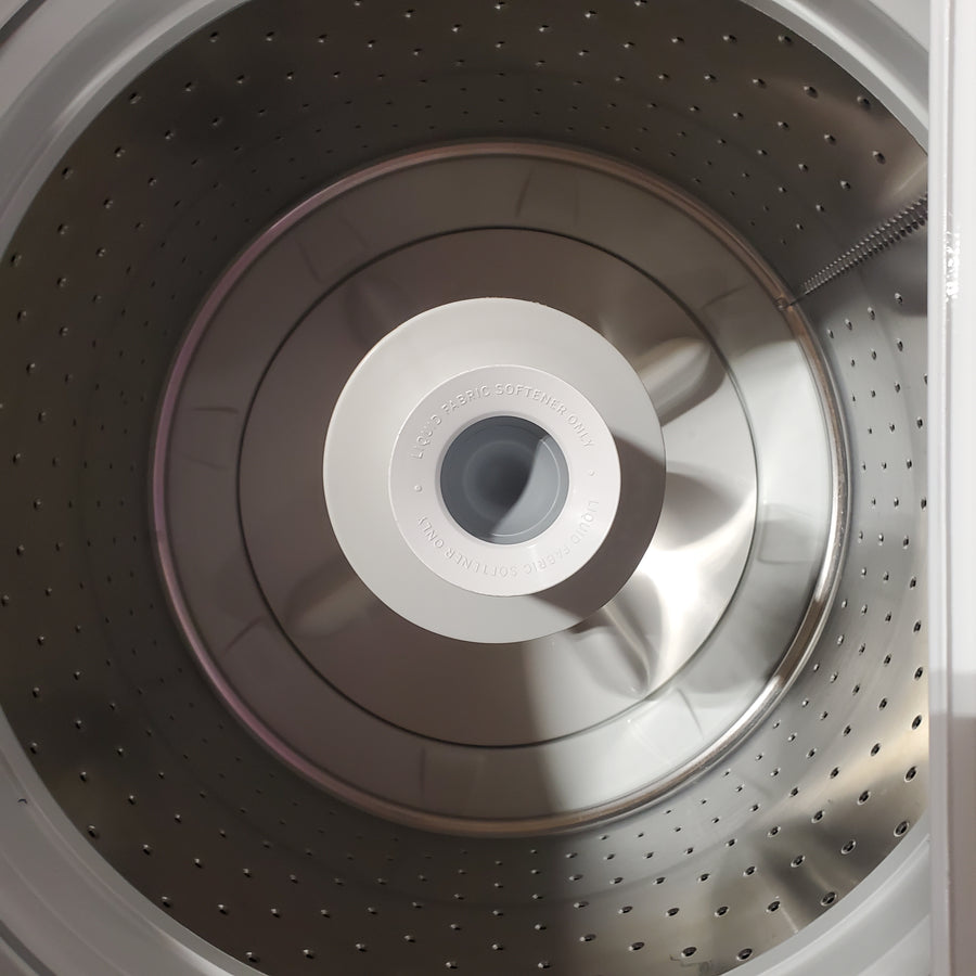 GE® 3.8 cu. ft. Capacity Washer with Stainless Steel Basket in White GTW330ASKWW - Scratch & Dent (Moderate) and GE® 7.2 cu. ft. Capacity Aluminized Alloy Drum Electric Dryer 16228 - GTD33EASKWW - Scratch & Dent (Minor)