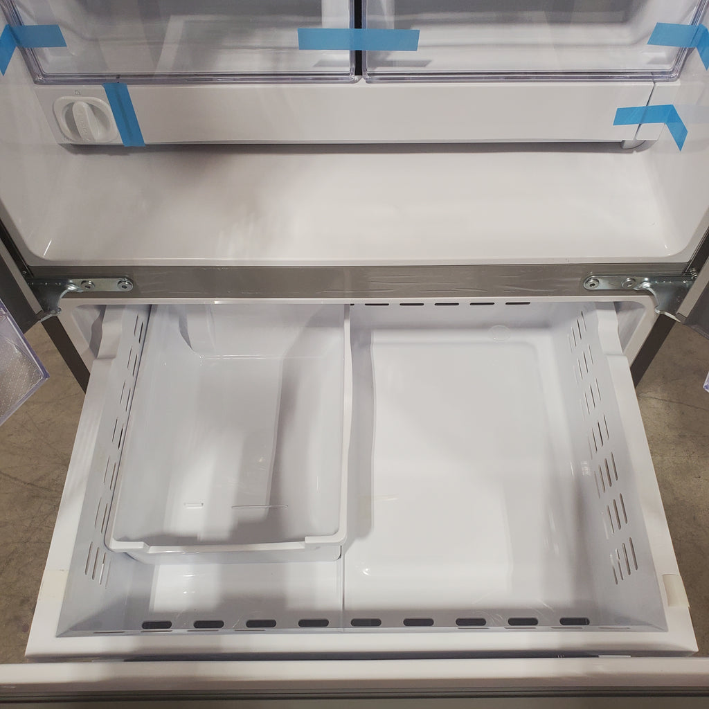 Pictures of Samsung 30 in. Wide 22 cu. ft. ENERGY STAR 3 Door French Door Refrigerator with Exterior Water and Ice Dispenser in Fingerprint Resistant Stainless Steel 4SD403 - RF22A4221SR - Scratch & Dent (Moderate) - Neu Appliance Outlet - Discount Appliance Outlet in Austin, Tx