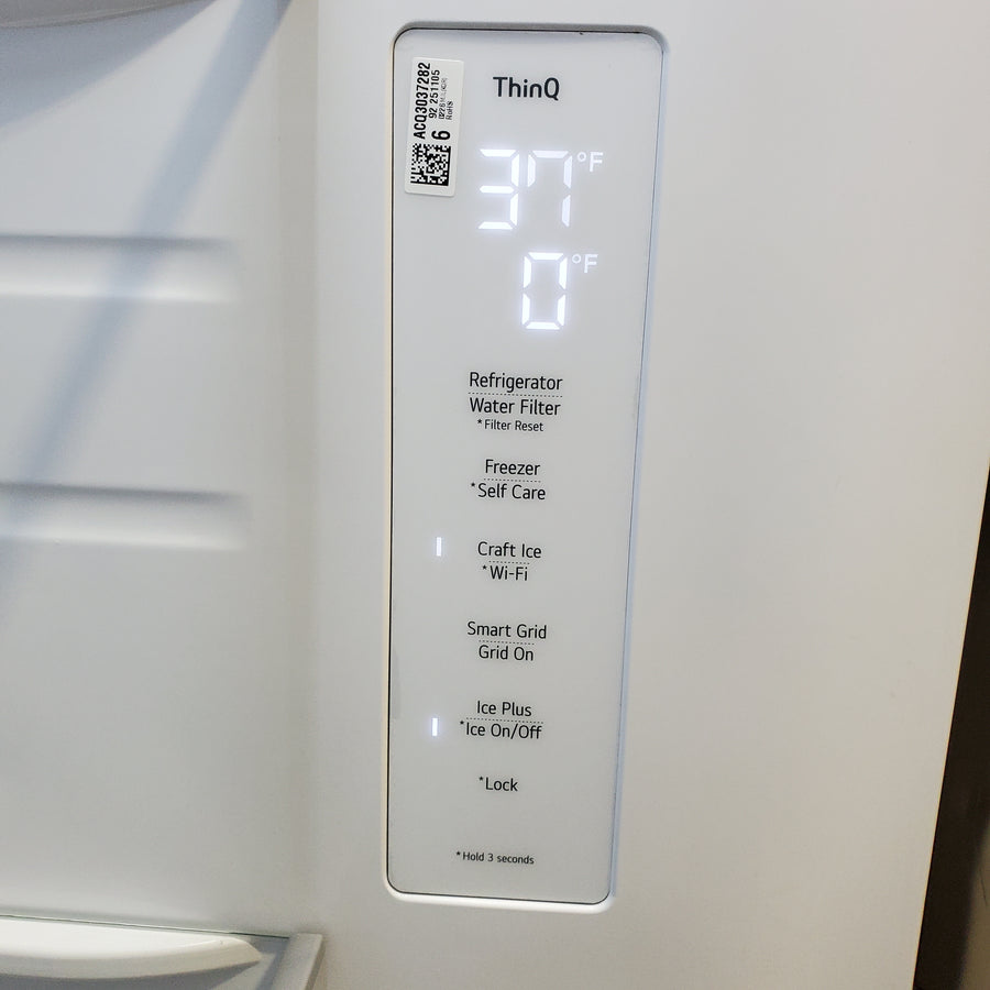 LG ENERGY STAR 27 cu. ft. Side by Side Refrigerator with Edge-to-Edge InstaView in Print Proof Stainless Steel - 22136SD337 - LRSOS2706S - Scratch & Dent (Moderate)