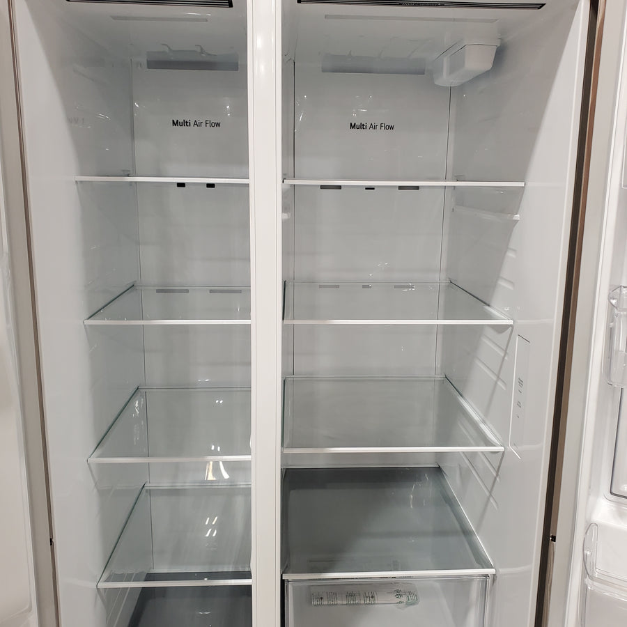 LG Door in Door 27.12-cu ft Standard-Depth 36-in Wide Side-by-Side Refrigerator with Ice Maker, Water and Ice Dispenser in PrintProof Stainless Steel LLSDS2706S - Open Box