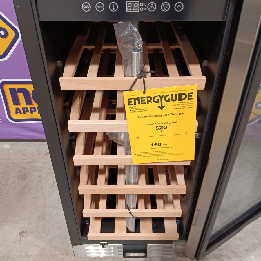 SIMZLIFE 15 in. Single Zone 28-Bottle Built-in/ Freestanding Wine Cooler in Black, Adjustable Shelves, Temperature Memory 25135SD589 - WC-03 - Scratch & Dent (Minor)