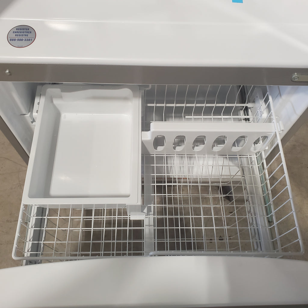 Pictures of Whirlpool 22.07-cu ft Bottom-Freezer Refrigerator with Ice Maker (Stainless Steel) ENERGY STAR-WRB322DMBM-Scratch and Dent(Moderate) - Neu Appliance Outlet - Discount Appliance Outlet in Austin, Tx