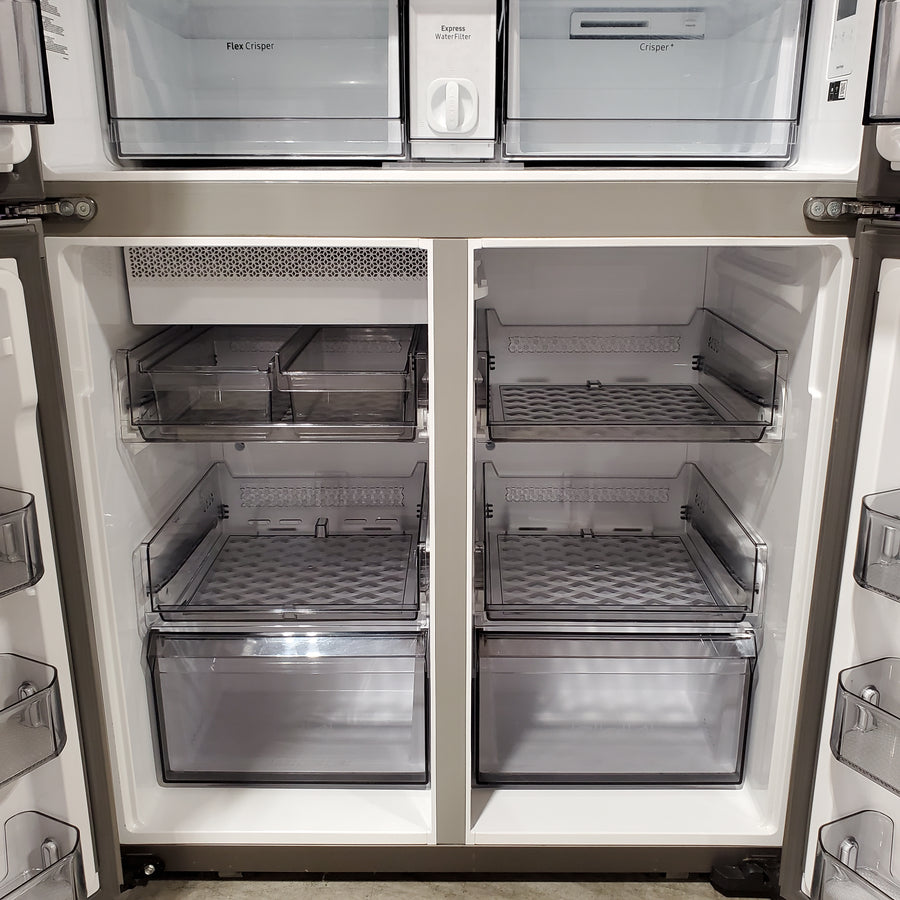 Samsung Counter-Depth 22.9-cu ft 4 -Door ENERGY STAR Certified Smart Compatible French Door Refrigerator with Dual Ice Maker in Fingerprint Resistant Stainless Steel RF23A9071SR - Scratch & Dent (Major)
