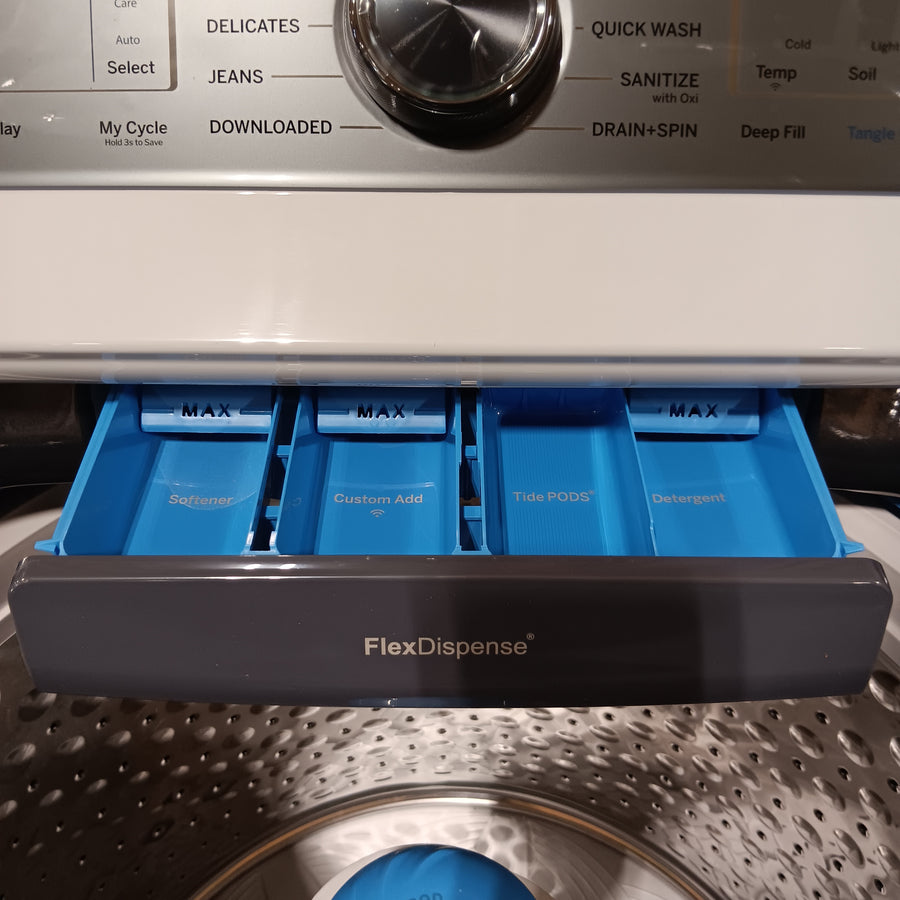GE Profile™ ENERGY STAR® 4.9 cu. ft. Capacity Washer with Smarter Wash Technology and FlexDispense™ PTW605BPRDG - New in Box and GE Profile ENERGY STAR 7.4 cu. ft. Electric Dryer with 120 ft. Venting in Diamond Gray GE9875E - PTD60EBPRDG - New in Box
