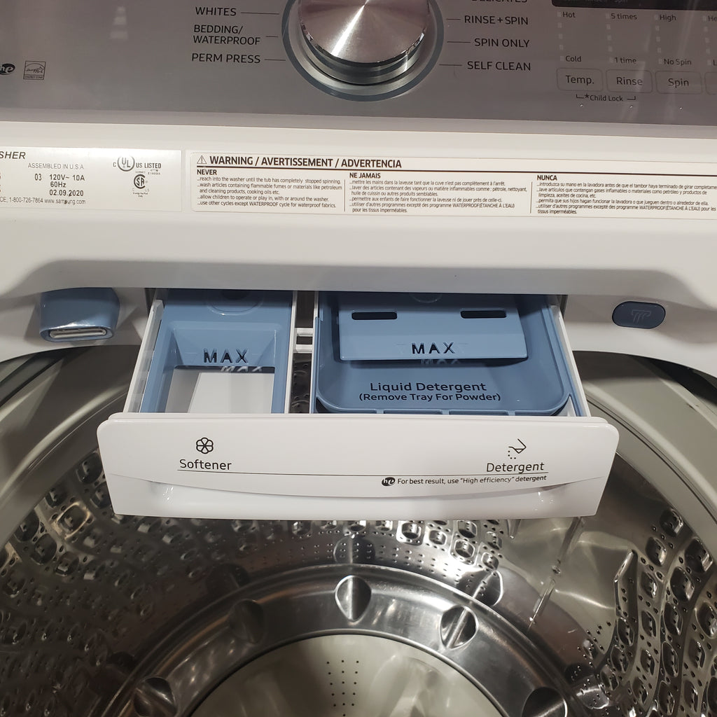 Pictures of Samsung ENERGY STAR 5.0 cu. ft. Top Load Washing Machine with Active Water Jet 1CR04036 - WA50R5200AW - Certified Refurbished - Neu Appliance Outlet - Discount Appliance Outlet in Austin, Tx
