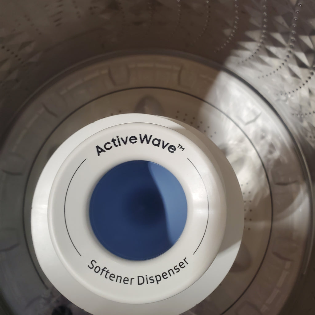 Pictures of Samsung 4.0 cu. ft. Top Load Washer with ActiveWave™ Agitator and Soft-Close Lid in White WA40A3005AW - Scratch & Dent (Minor) and Samsung 7.2 cu. ft. Electric Dryer with Sensor Dry in White 16029 - DVE45T3200W - Open Box - Neu Appliance Outlet - Discount Appliance Outlet in Austin, Tx