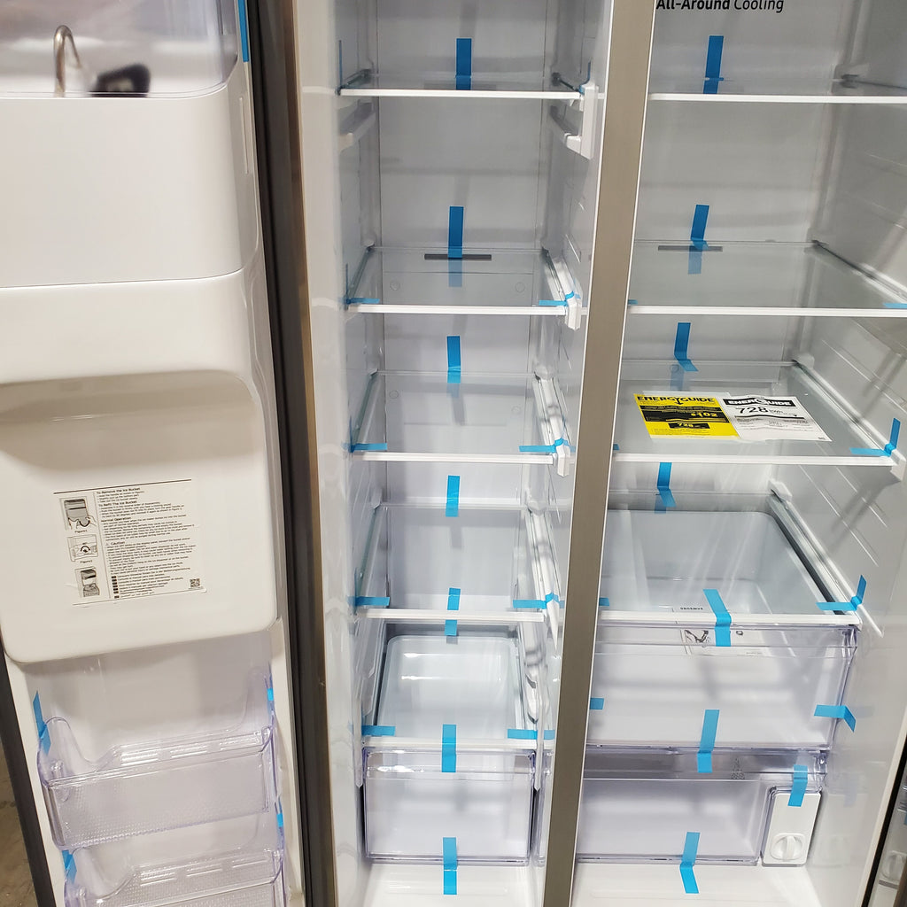 Pictures of Samsung 27.4-cu ft Side-by-Side Refrigerator with Ice Maker in Fingerprint Resistant Stainless Steel 4SD415 - RS27T5200SR - Scratch & Dent (Minor) - Neu Appliance Outlet - Discount Appliance Outlet in Austin, Tx