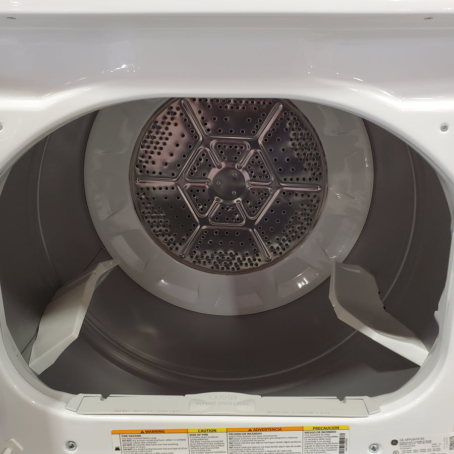 GE® 3.8 cu. ft. Capacity Washer with Stainless Steel Basket in White GTW330ASKWW - Scratch & Dent (Moderate) and GE® 7.2 cu. ft. Capacity Aluminized Alloy Drum Electric Dryer 16228 - GTD33EASKWW - Scratch & Dent (Minor)
