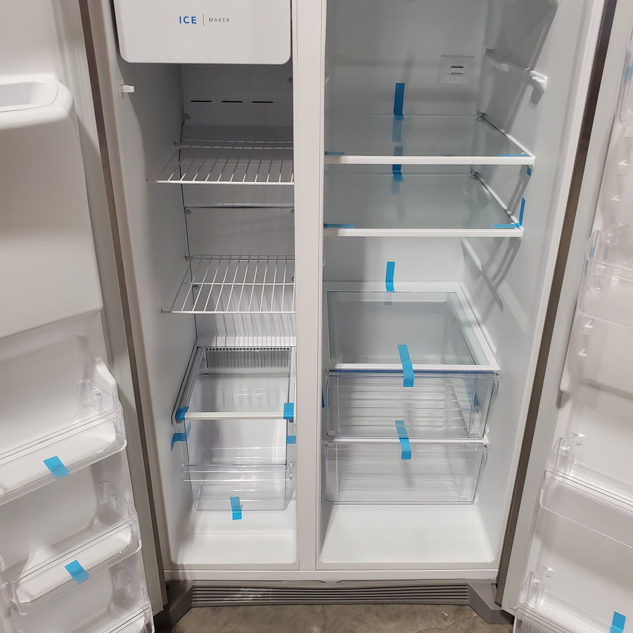 Frigidaire 25.6 cu. ft. ENERGY STAR Side by Side Refrigerator with Exterior Water and Ice Dispenser in Stainless Steel 3SD1089 - FRSS2623AS - Scratch & Dent (Moderate)