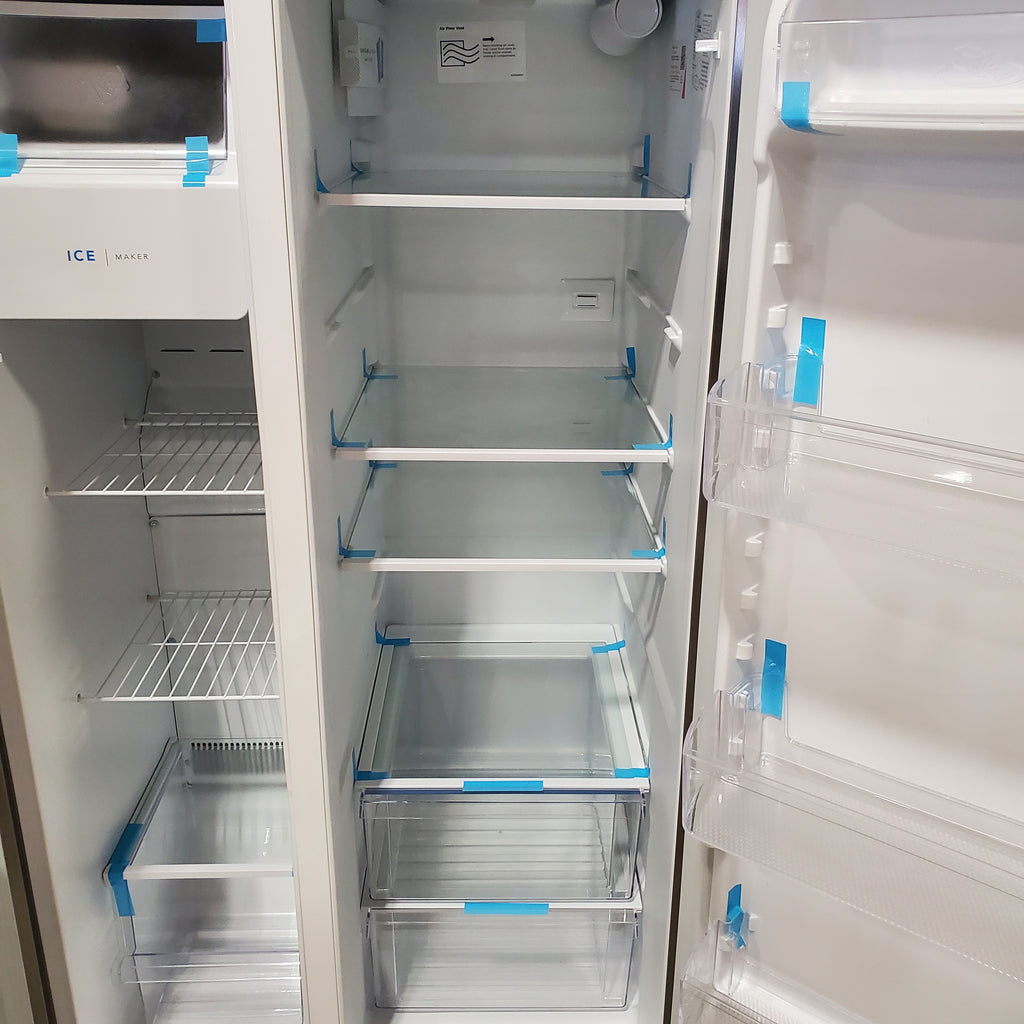 Pictures of Frigidaire 25.6-cu ft ENERGY STAR Side-by-Side Refrigerator with Ice Maker in Fingerprint Resistant Stainless Steel 3SD673 - FRSS26L3AF - Scratch and Dent (Minor) - Neu Appliance Outlet - Discount Appliance Outlet in Austin, Tx