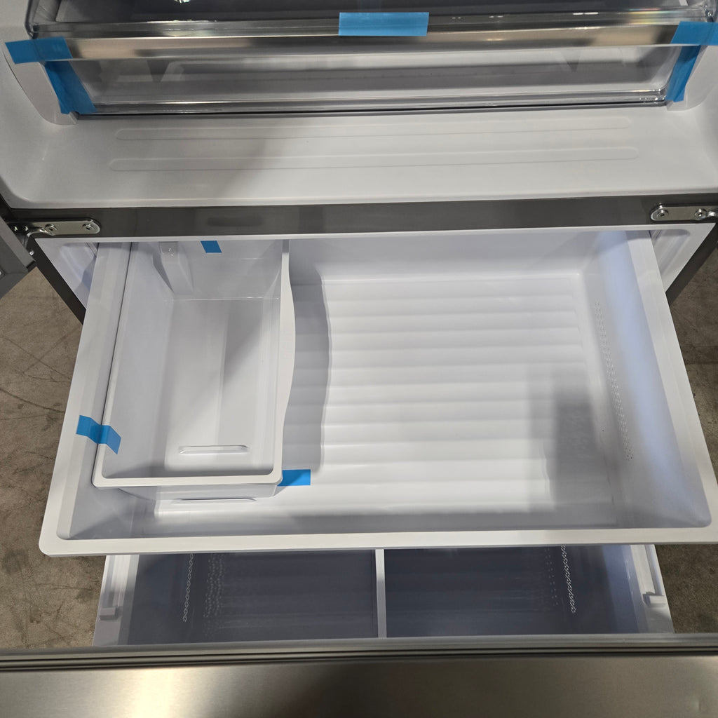 Pictures of Fingerprint Resistant Brushed Steel ENERGY STAR Hisense 26.6 cu. ft. 3 Door French Door Refrigerator with Icemaker and Internal Water Dispenser - Scratch & Dent - (Minor) - Neu Appliance Outlet - Discount Appliance Outlet in Austin, Tx