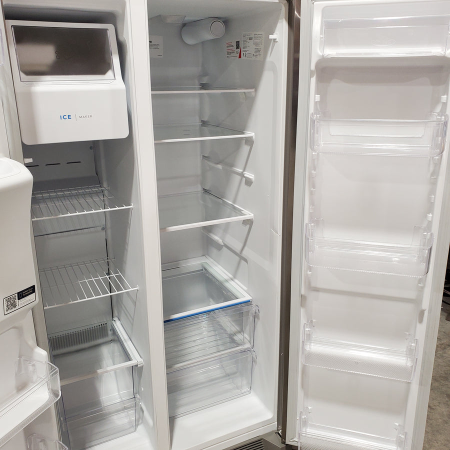 Frigidaire 25.6-cu ft ENERGY STAR Side-by-Side Refrigerator with Ice Maker in Fingerprint Resistant Stainless Steel 22131SD101 - FRSS26L3AF - Scratch & Dent (Minor)