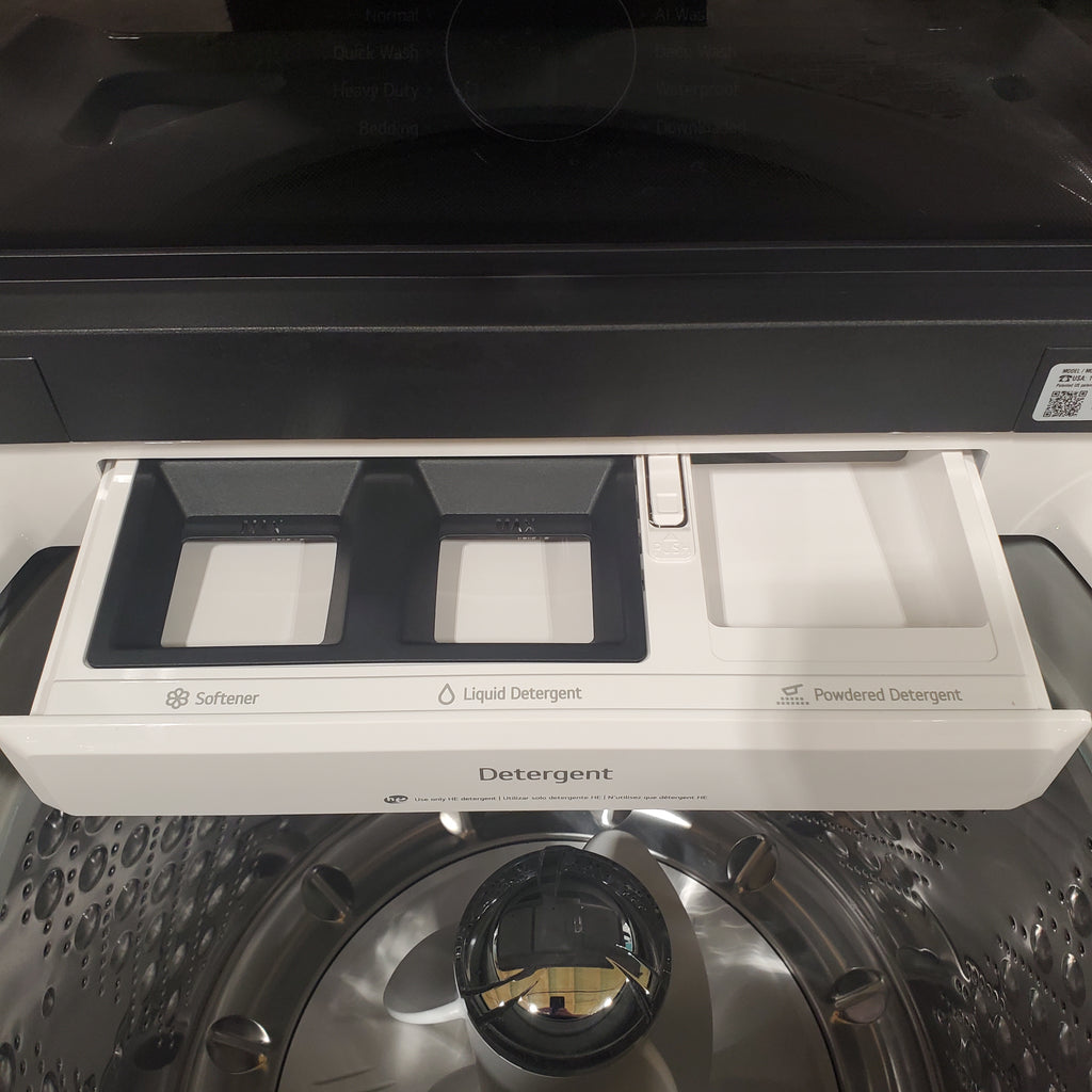 Pictures of LG 5.3 cu. ft. SMART Mega Capacity Top Load Washer in Alpine White with Agitator, Easy Unload and TurboWash3D Technology - Open Box - Neu Appliance Outlet - Discount Appliance Outlet in Austin, Tx