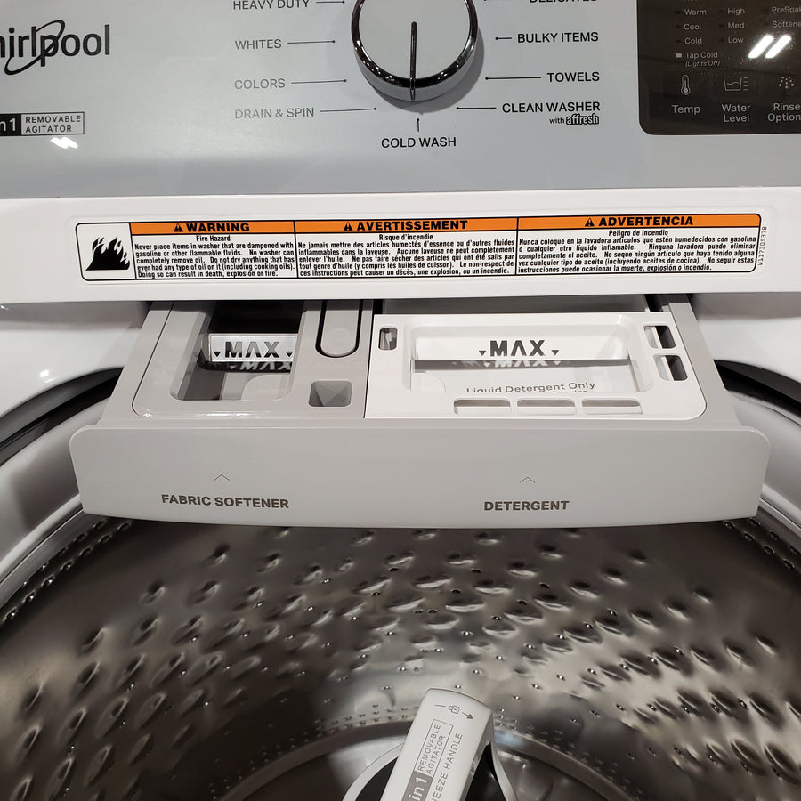 Whirlpool® 4.2-4.3 Cu. Ft. Top Load Washer with 2-in-1 Removable Agitator and Soft Close Glass Lid 22221434 - WTW4307SW - Scratch & Dent (Minor)