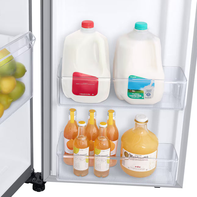Samsung 28-cu ft Side-by-Side Refrigerator Smart Compatible with Ice Maker with Ice Dispenser in Fingerprint Resistant Stainless Steel 22SD028 - RS28A500ASR - Scratch & Dent (Minor)