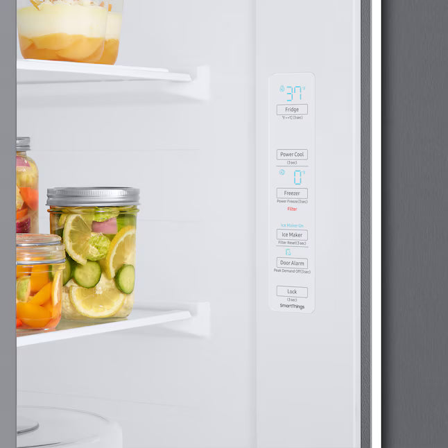 Samsung 28-cu ft Side-by-Side Refrigerator Smart Compatible with Ice Maker with Ice Dispenser in Fingerprint Resistant Stainless Steel 22SD028 - RS28A500ASR - Scratch & Dent (Minor)