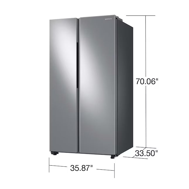 Samsung 28-cu ft Side-by-Side Refrigerator Smart Compatible with Ice Maker with Ice Dispenser in Fingerprint Resistant Stainless Steel 22SD028 - RS28A500ASR - Scratch & Dent (Minor)