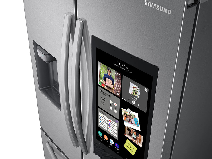 Samsung 26.5 cu. ft. Large Capacity 3-Door French Door Refrigerator with Family Hub™ and External Water & Ice Dispenser in Stainless Steel RF27T5501SR - Scratch & Dent (Major)