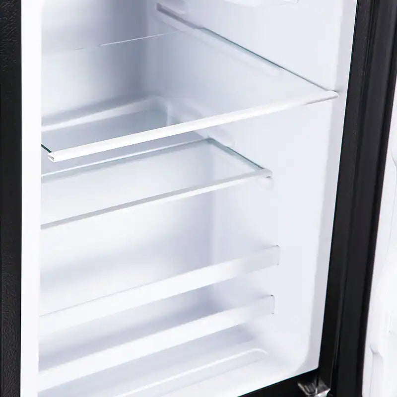 Loheer 2.8 Cu. Ft. 2-Door Mini Fridge with True Top Freezer, Freestanding Compact Refrigerator with LED Light in Black FLS-80-BLACK - Scratch & Dent (Moderate)