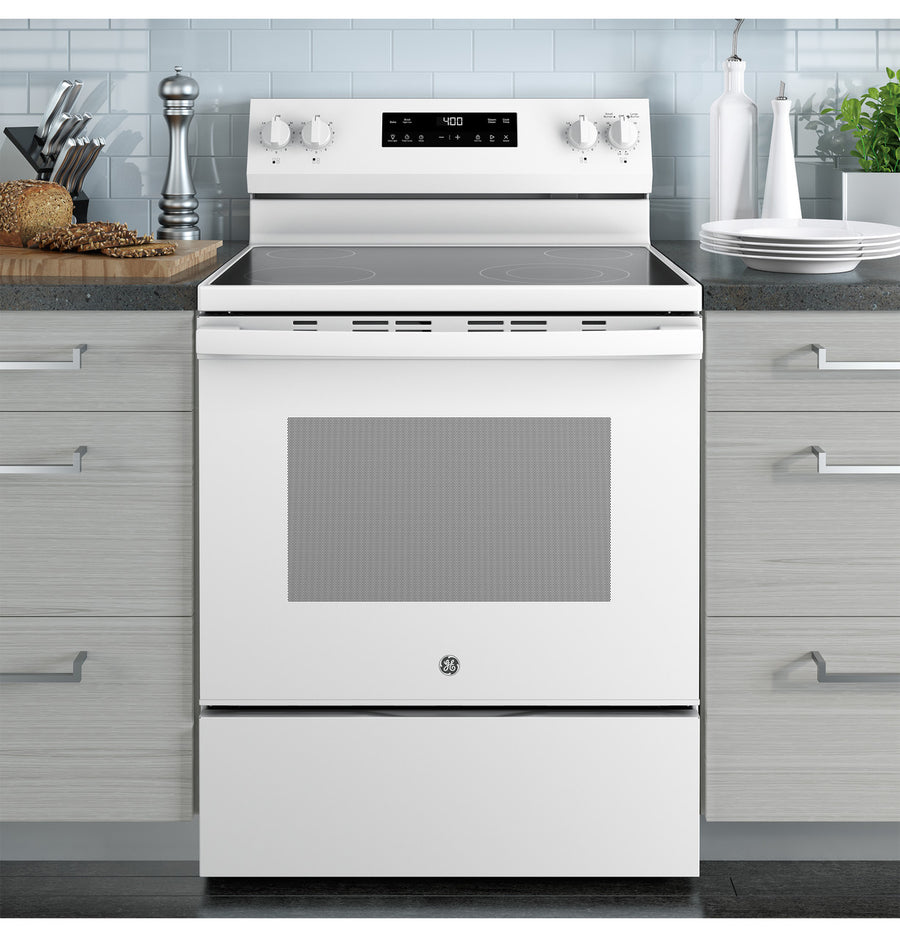 GE® ENERGY STAR® 30" Free-Standing Electric Range in White GE9886 - GRF400SVWW - New In Box