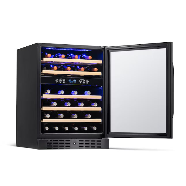 NewAir 23.5-in W 46 -Bottles Black Stainless Steel Dual Zone Cooling Built-in/Freestanding Indoor Wine Cooler NWC046BS00 - Scratch & Dent (Minor)