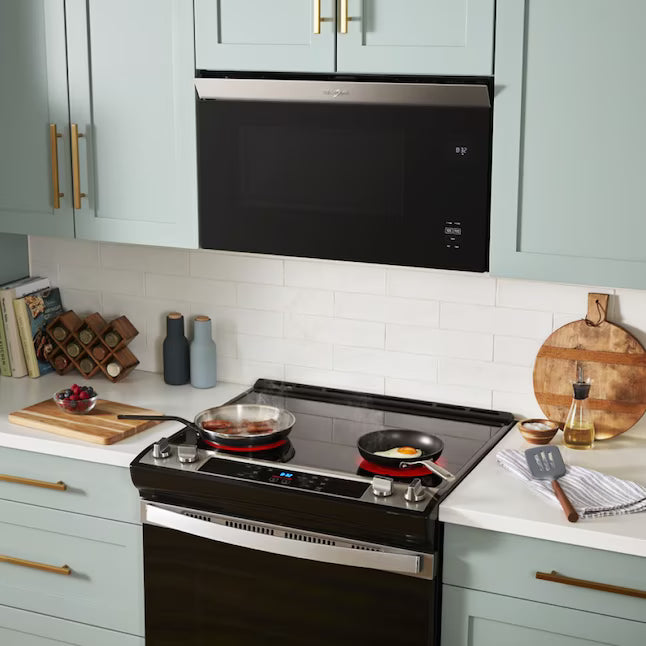 Whirlpool 30 in. 1.1 cu. ft. Over-the-Range Microwave in Fingerprint Resistant Stainless Steel with Turntable Free Design WMM5930PZ - Open Box