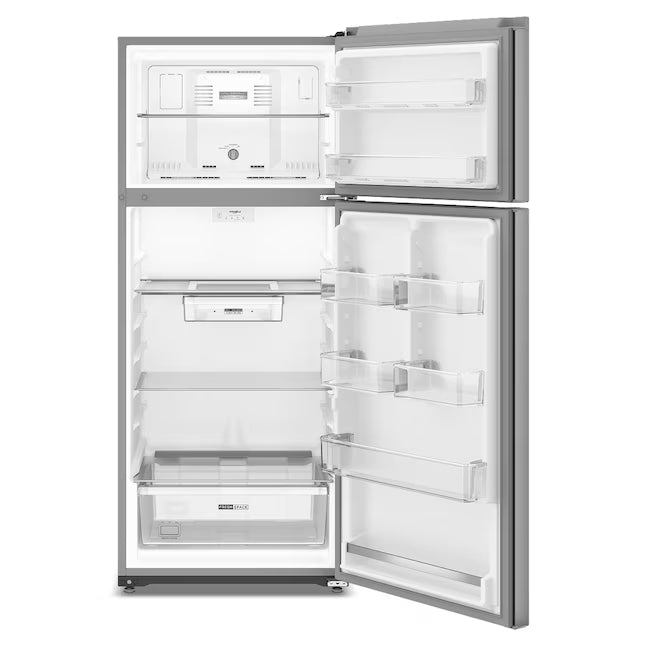 Whirlpool 28 in. 18 cu. ft. Freestanding Top Freezer Refrigerator in Fingerprint-Resistant Stainless with Total Coverage Cooling WRTX5118TZ - Scratch & Dent (Minor)