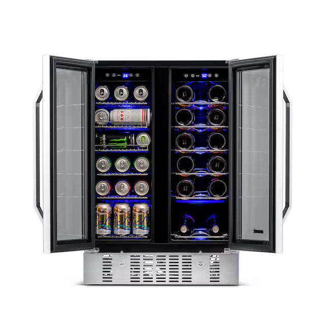 NewAir 23.50-in W 18-Bottles Dual Zone Cooling Built-in/Freestanding Indoor Wine Cooler in Stainless Steel 251315SD1095 - AWB-360DB - Scratch & Dent (Minor)