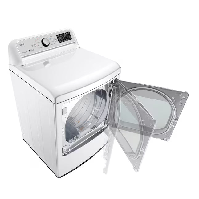 LG 5.5 cu. ft. Mega Capacity Smart Wi-Fi Enabled Top Load Washer with Impeller WT7400CW - Certified Refurbished and LG 7.3 cu. ft. Ultra Large Capacity Smart Wi-Fi Enabled Electric Dryer with Sensor Dry Technology DLE7300WE - Certified Refurbished
