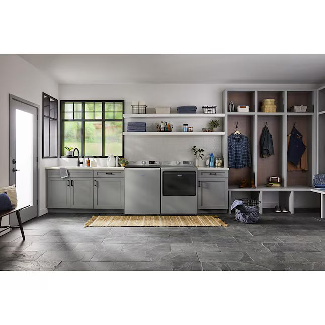 Maytag 7.4 cu. ft. vented Front Load Electric Dryer in Classic Silver with Extra Power 22132SD157 - MED6205RR - Scratch & Dent (Minor)
