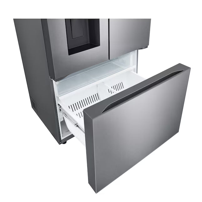 LG Counter-Depth 25.5-cu ft 36-in Wide French Door Refrigerator with Ice Maker ENERGY STAR Certified in PrintProof Stainless Steel LF26C6230V - Scratch & Dent (Moderate)