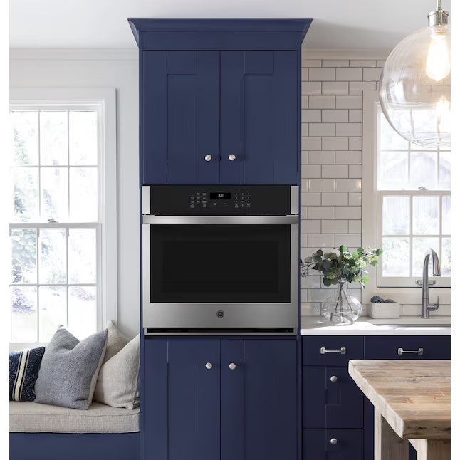 GE 27 inch Single Electric Wall Oven Self + Steam Cleaning in Stainless Steel JKS3000SNSS - Open Box