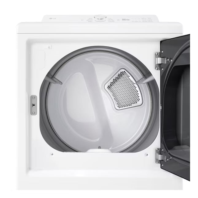 LG 5.0 cu.ft. SMART Top Load Washer in Alpine White with TurboWash WT8200CW - Scratch & Dent (Minor) and LG 7.3 cu. ft. Ultra Large Capacity Rear Control Electric Dryer with AI Sensing and ThinQ® Smart Features DLE8200W - Scratch & Dent (Moderate)