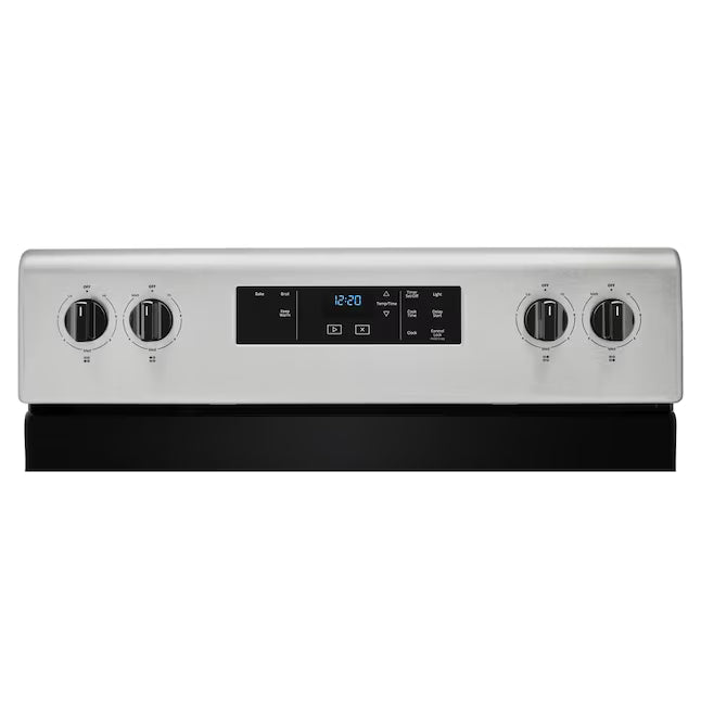 Whirlpool Stainless Steel 4.8 cu. ft. Electric Range with Keep Warm setting and Large Oven Window WFC150M0JS - Open Box